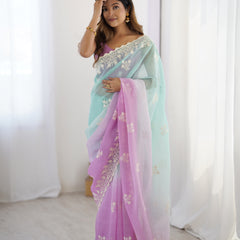 Elegant Crunchy Silk Saree with Intricate Cut Work Border