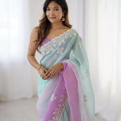 Elegant Crunchy Silk Saree with Intricate Cut Work Border