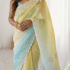 Elegant Crunchy Silk Saree with Intricate Cut Work Border