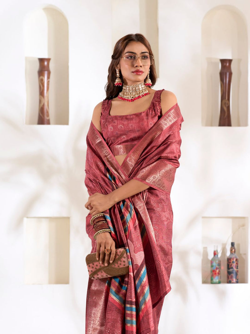 Soft Dola Silk Saree with Foil Print