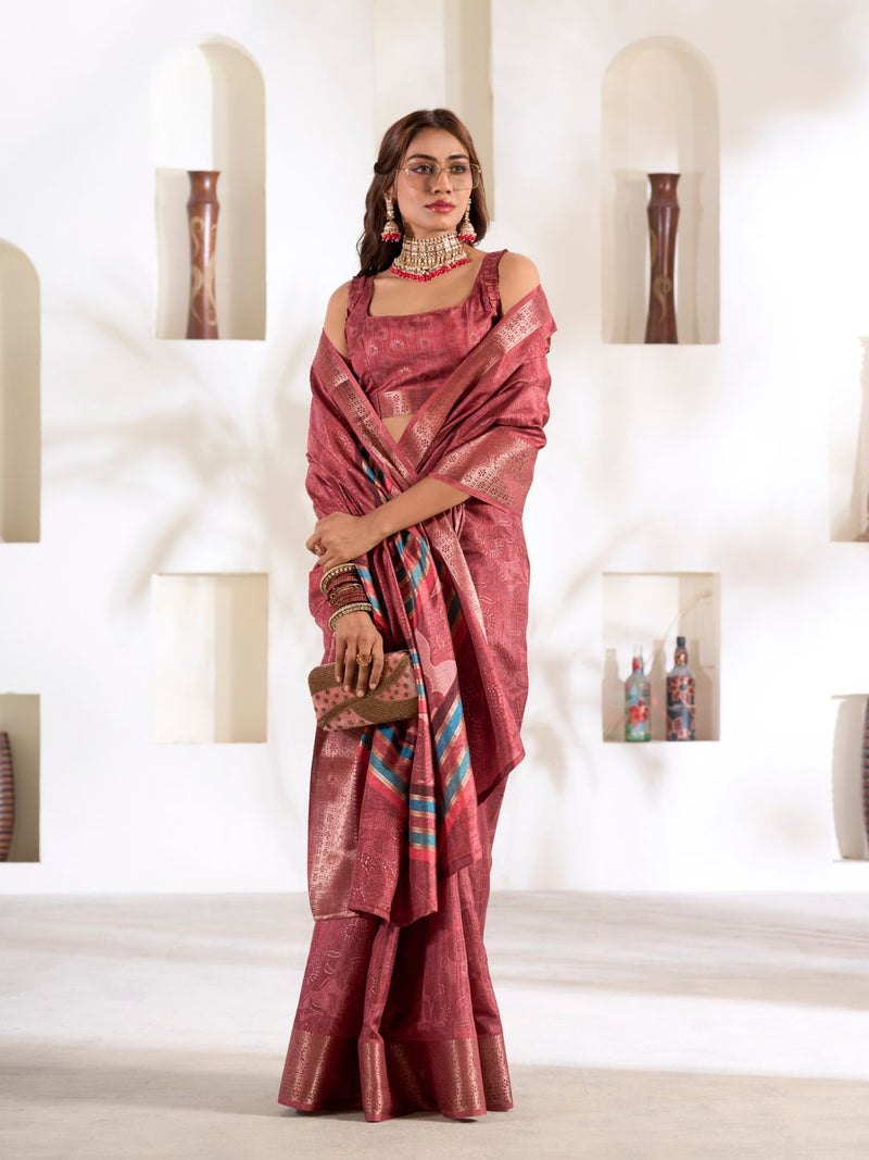 Soft Dola Silk Saree with Foil Print
