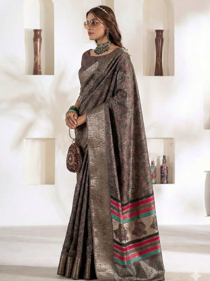 Soft Dola Silk Saree with Foil Print