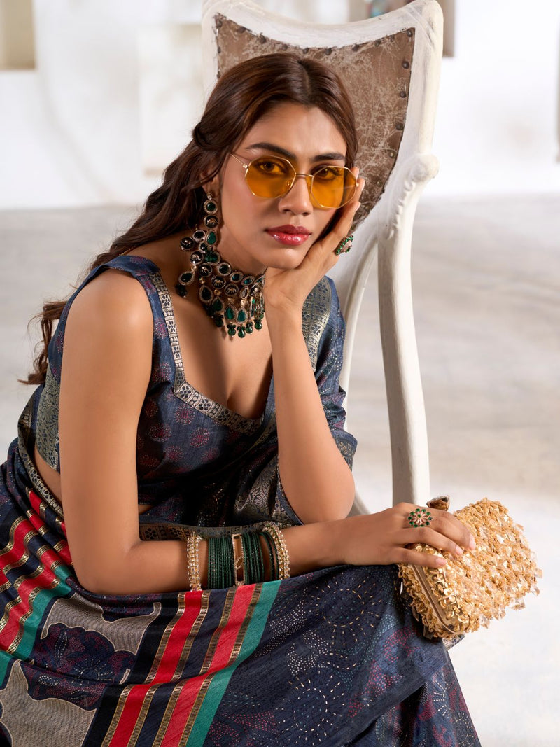 Soft Dola Silk Saree with Foil Print