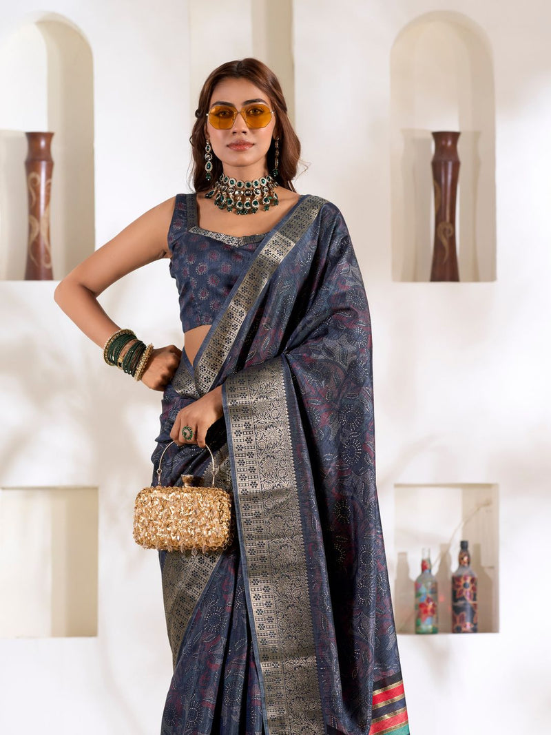 Soft Dola Silk Saree with Foil Print