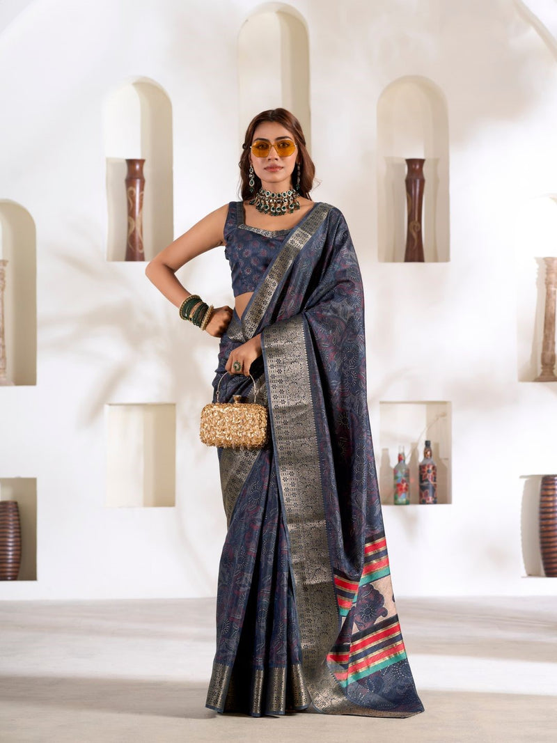 Soft Dola Silk Saree with Foil Print