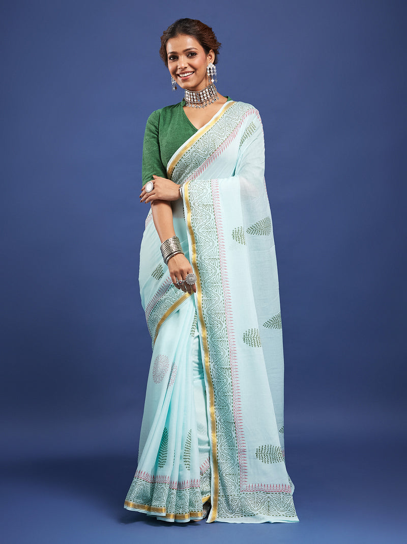 Traditional Charm Soft Maslin Cotton Hand Block Saree