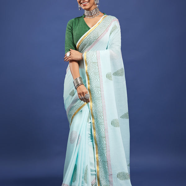 Traditional Charm Soft Maslin Cotton Hand Block Saree
