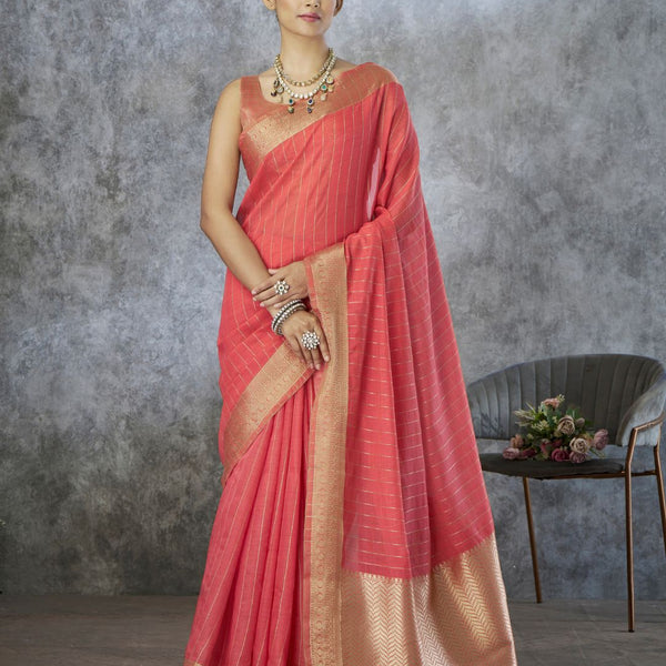 Tissue Silk Saree with Zari Border