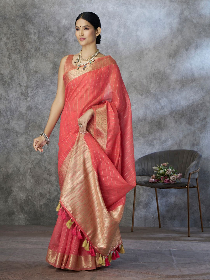Tissue Silk Saree with Zari Border