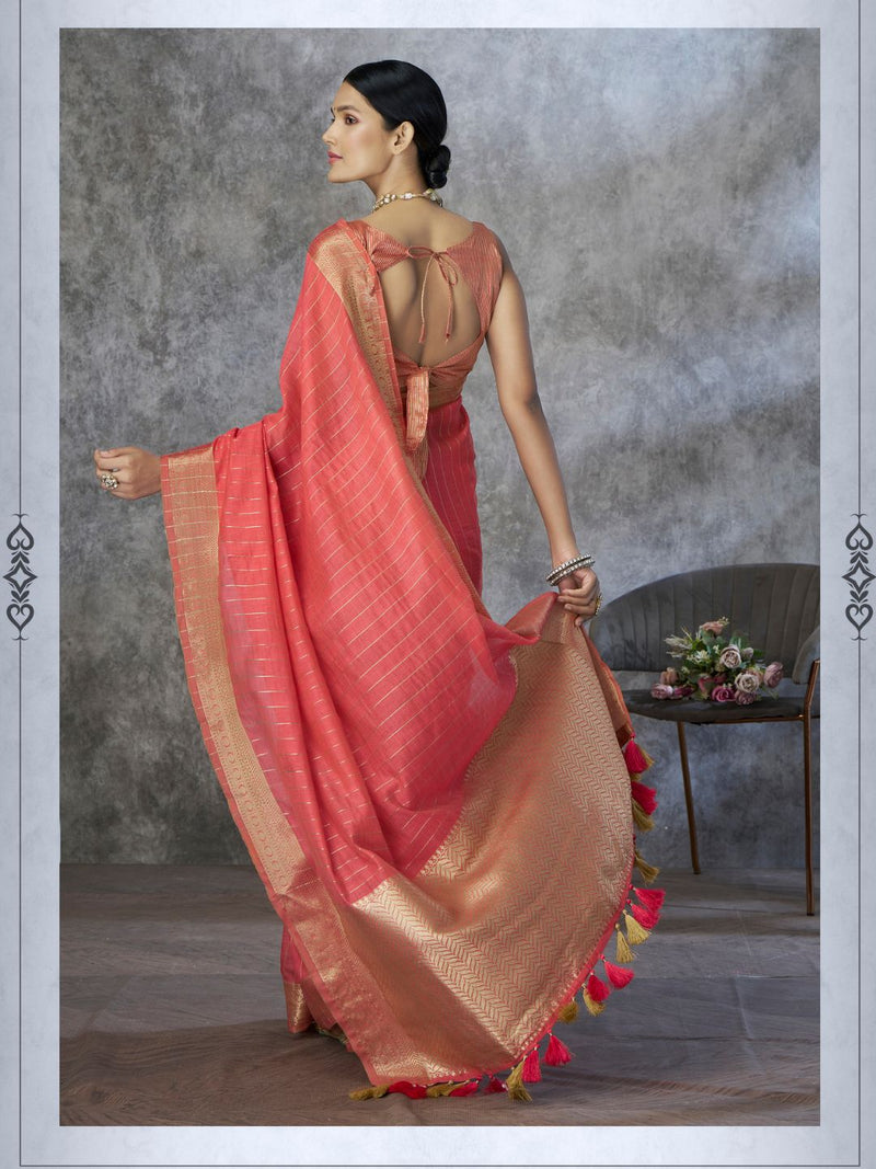 Tissue Silk Saree with Zari Border