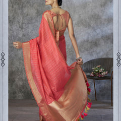 Tissue Silk Saree with Zari Border