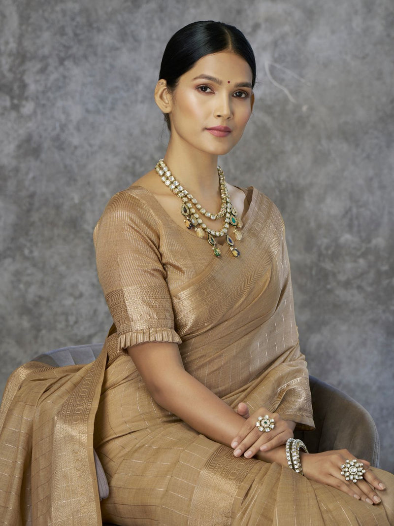 Tissue Silk Saree with Zari Border