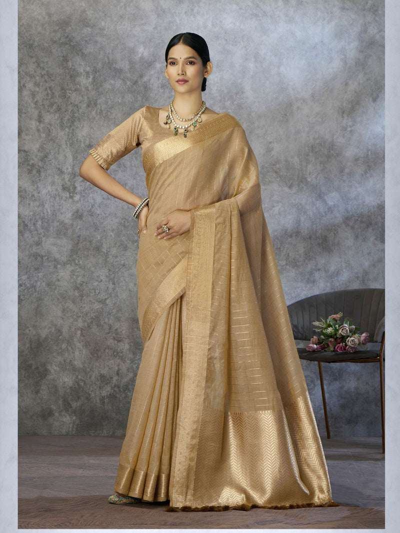 Tissue Silk Saree with Zari Border