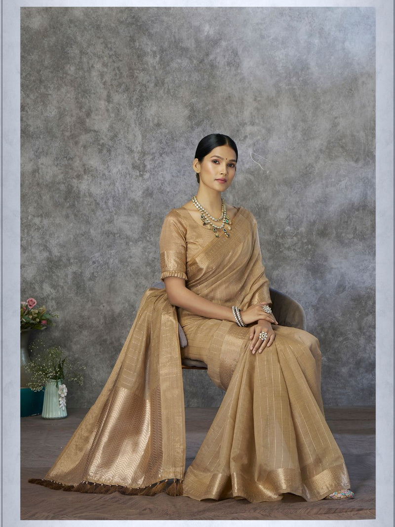 Tissue Silk Saree with Zari Border