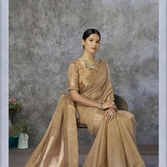 Tissue Silk Saree with Zari Border