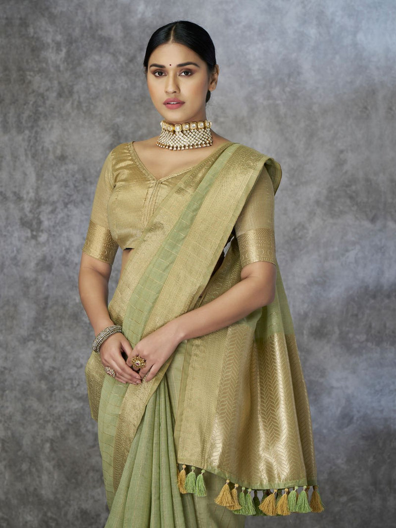 Tissue Silk Saree with Zari Border