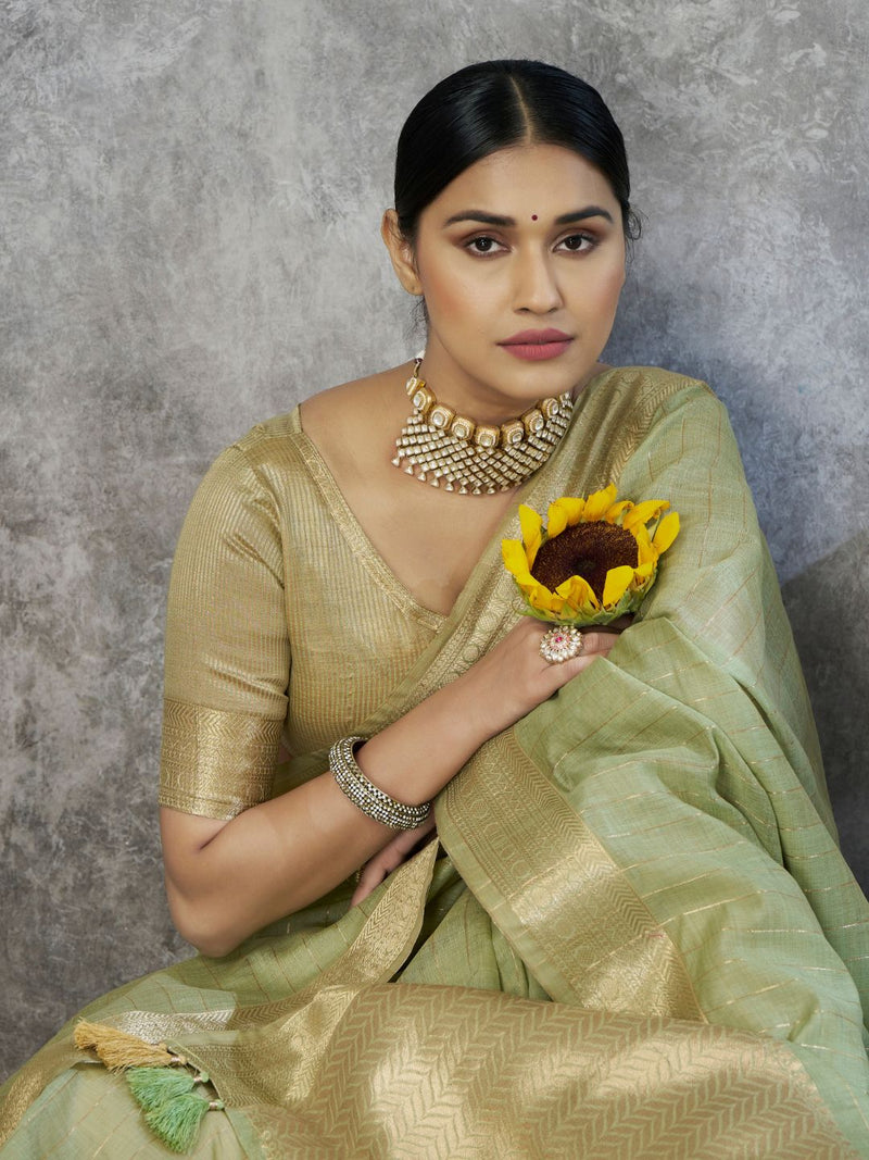 Tissue Silk Saree with Zari Border