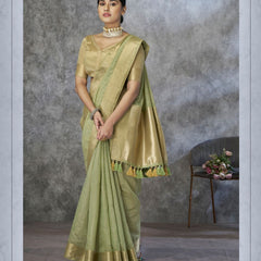 Tissue Silk Saree with Zari Border