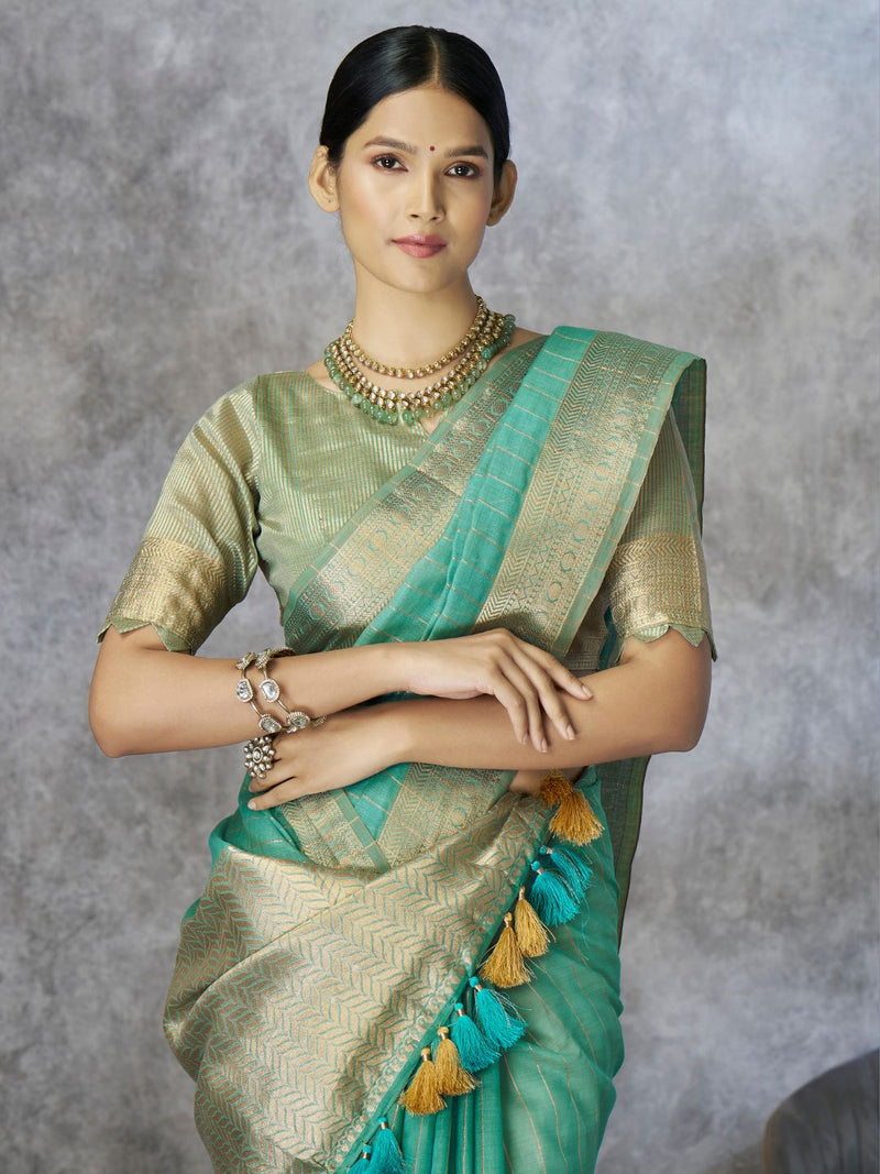 Tissue Silk Saree with Zari Border