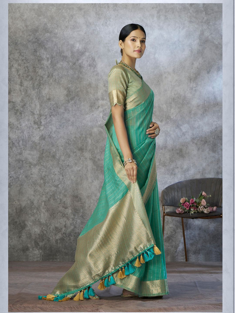 Tissue Silk Saree with Zari Border