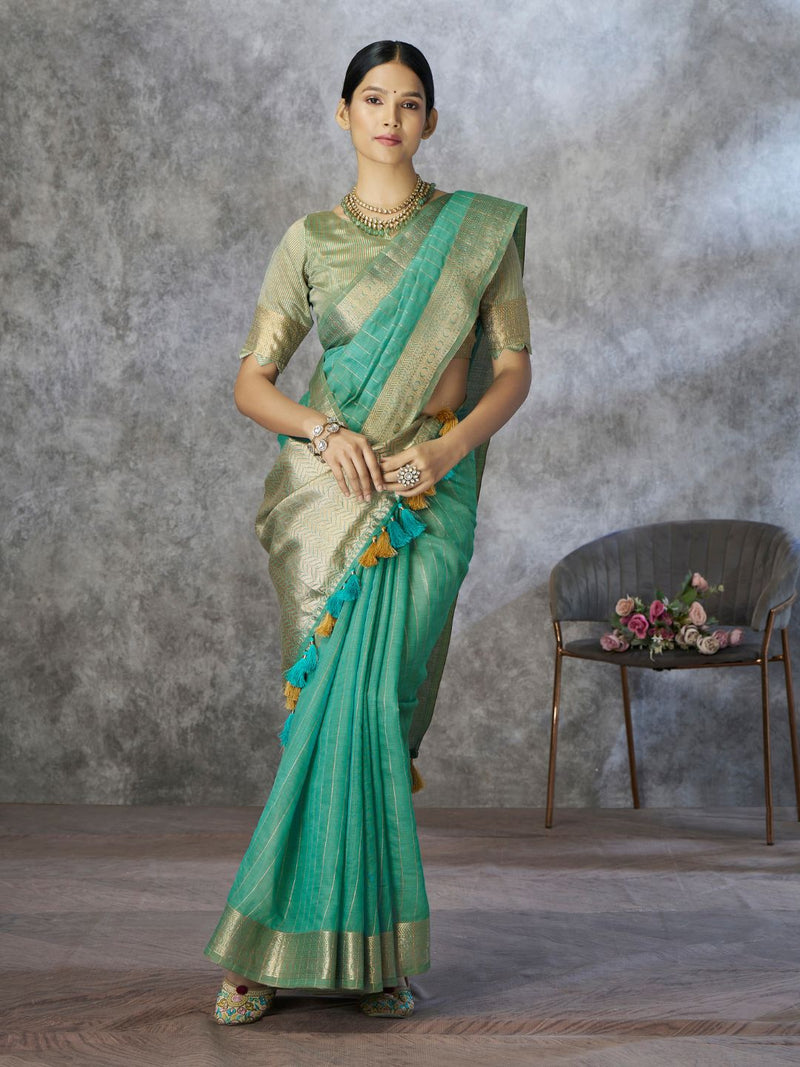 Tissue Silk Saree with Zari Border
