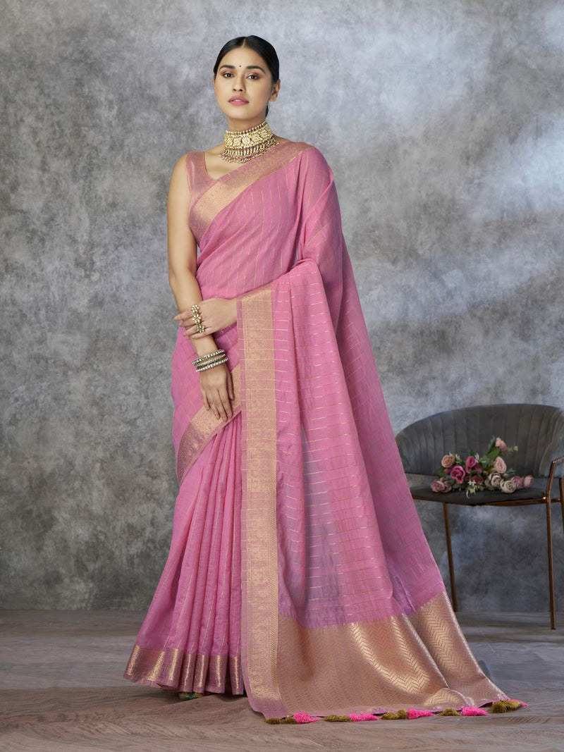 Tissue Silk Saree with Zari Border