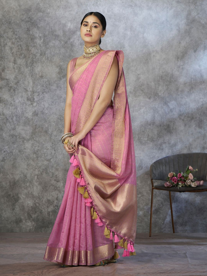 Tissue Silk Saree with Zari Border