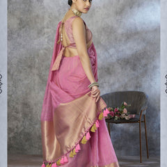 Tissue Silk Saree with Zari Border