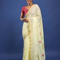 The Hand Painted Muslin Saree