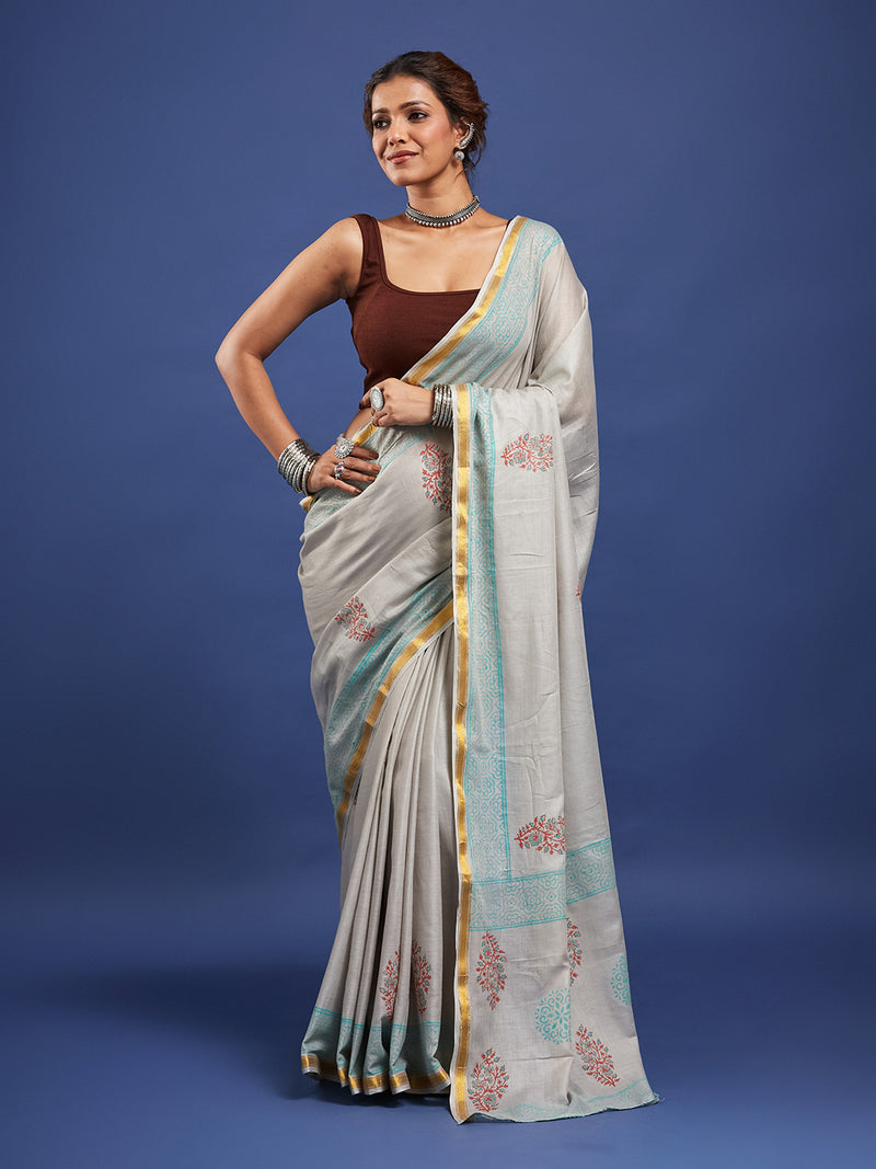 Traditional Charm Soft Maslin Cotton Hand Block Saree