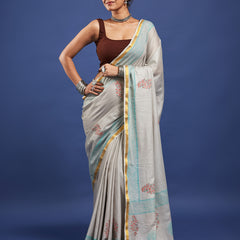 Traditional Charm Soft Maslin Cotton Hand Block Saree