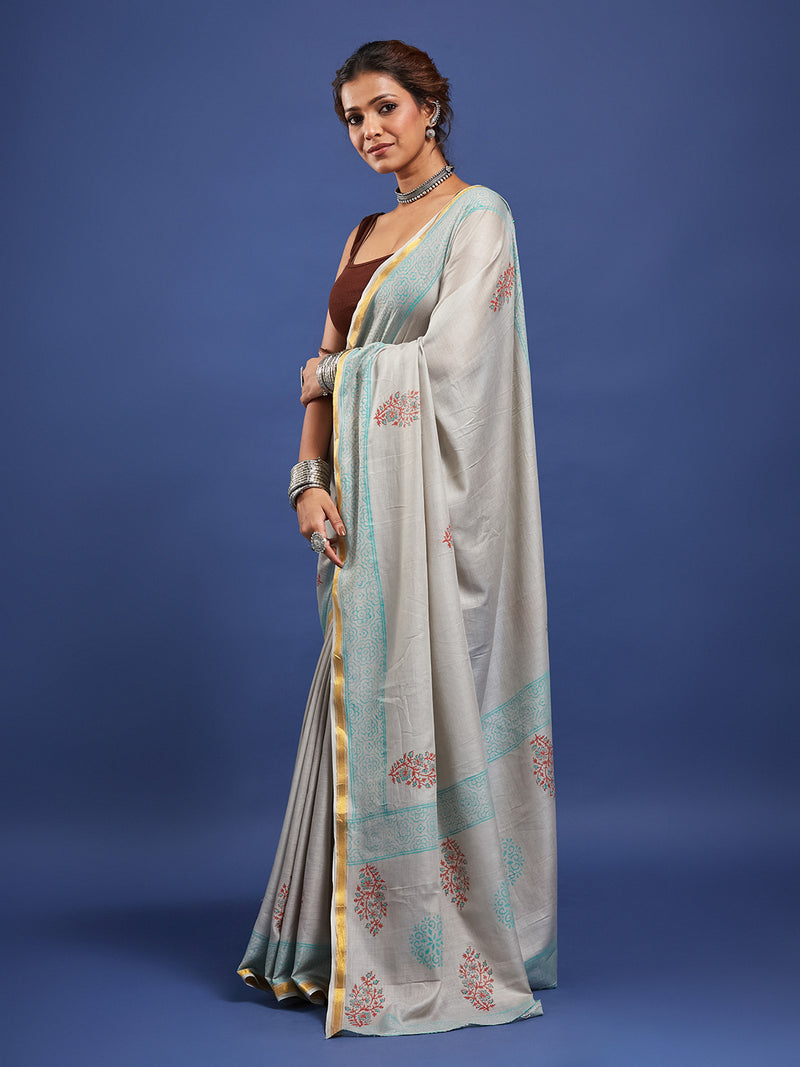 Traditional Charm Soft Maslin Cotton Hand Block Saree