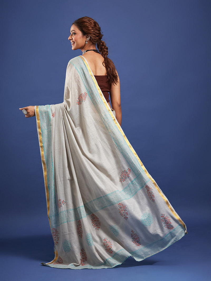 Traditional Charm Soft Maslin Cotton Hand Block Saree