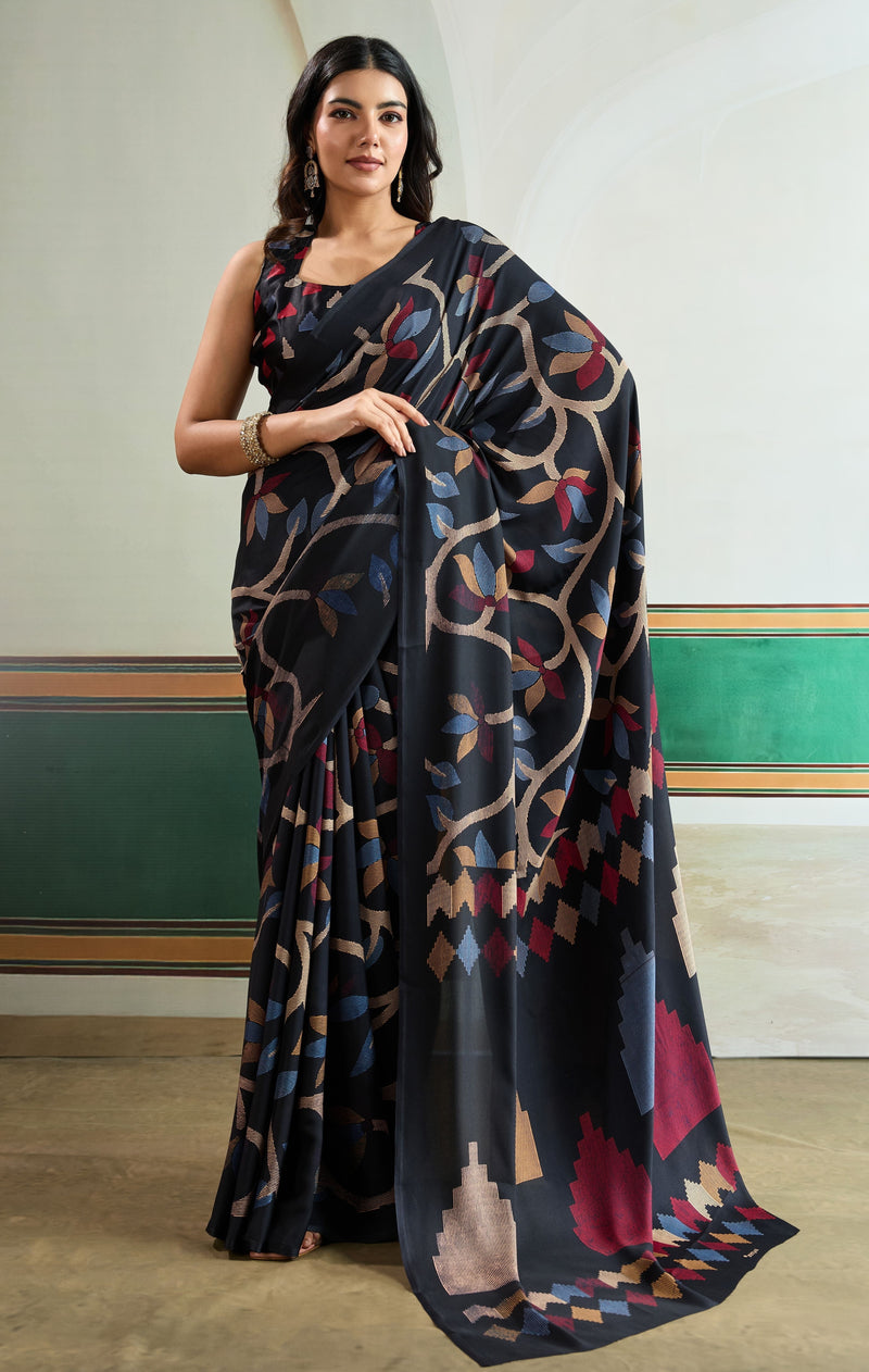 Ajrakh Print Modal Satin Saree