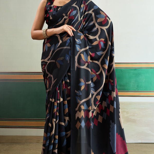 Ajrakh Print Modal Satin Saree