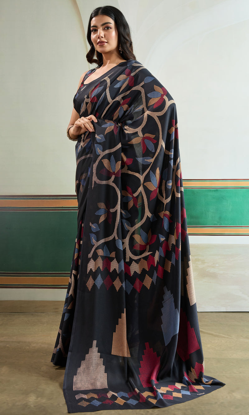 Ajrakh Print Modal Satin Saree