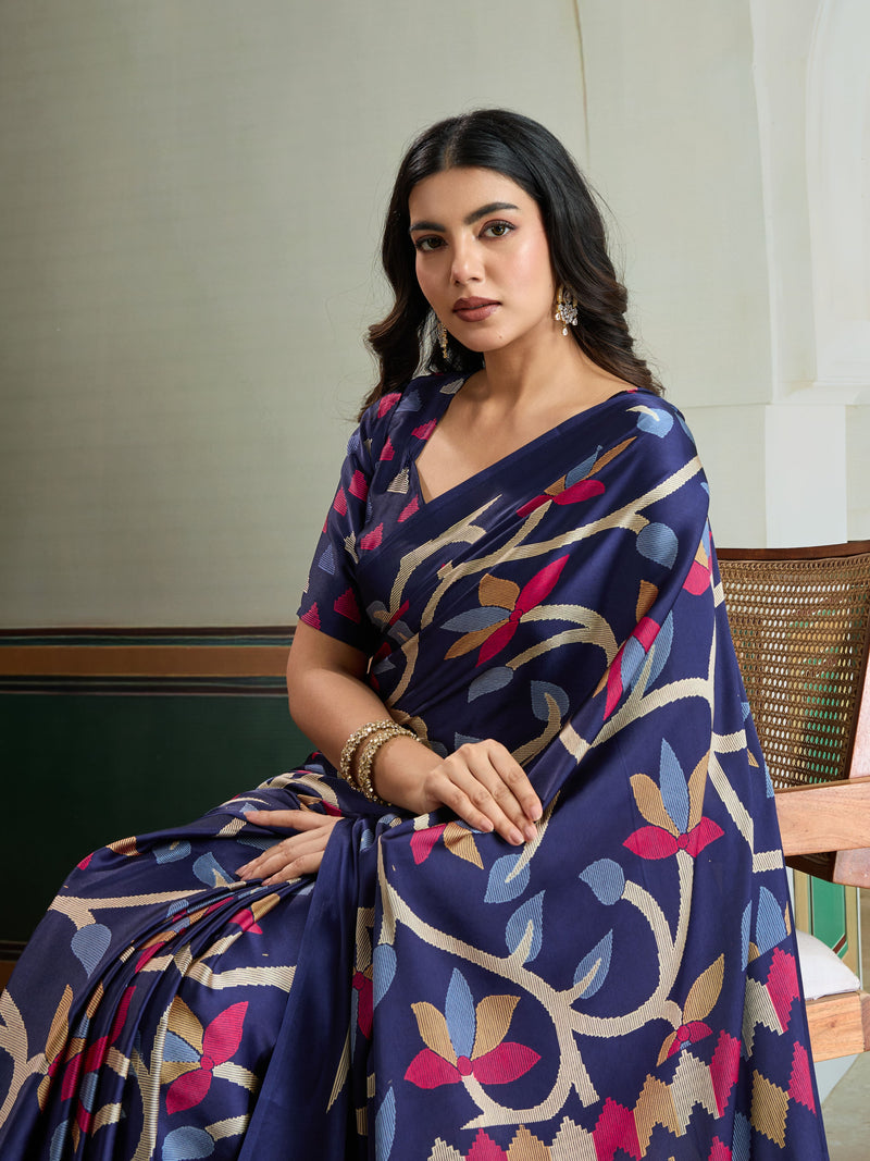 Ajrakh Print Modal Satin Saree