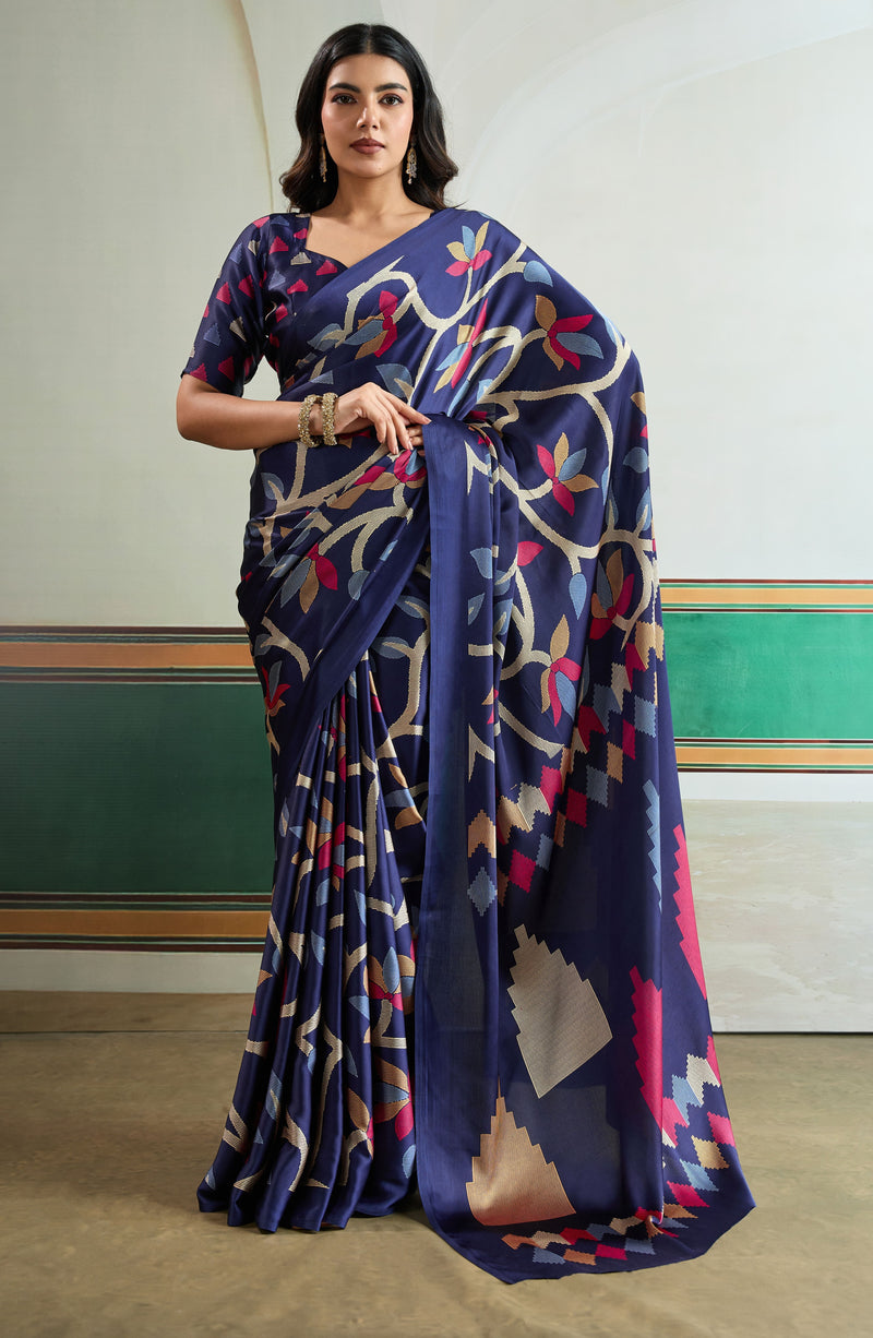 Ajrakh Print Modal Satin Saree