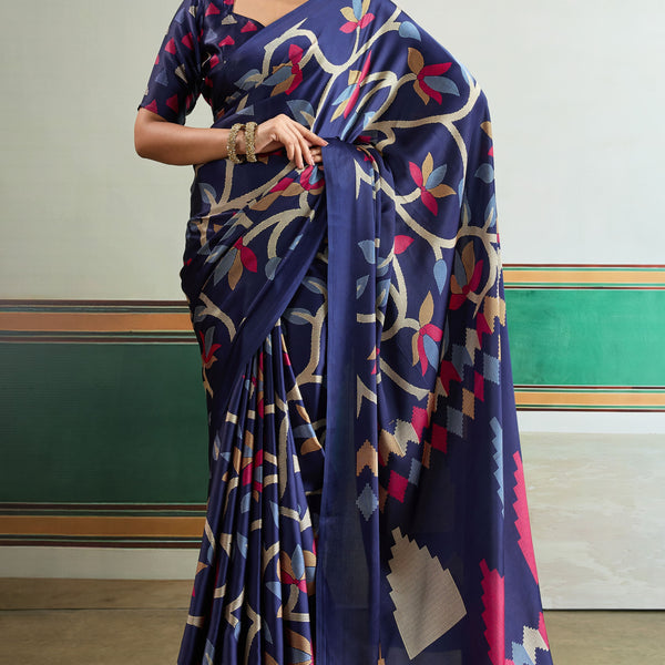 Ajrakh Print Modal Satin Saree