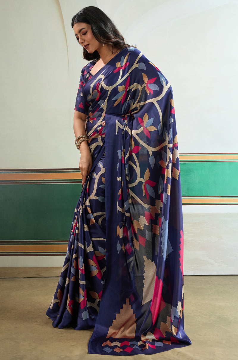 Ajrakh Print Modal Satin Saree