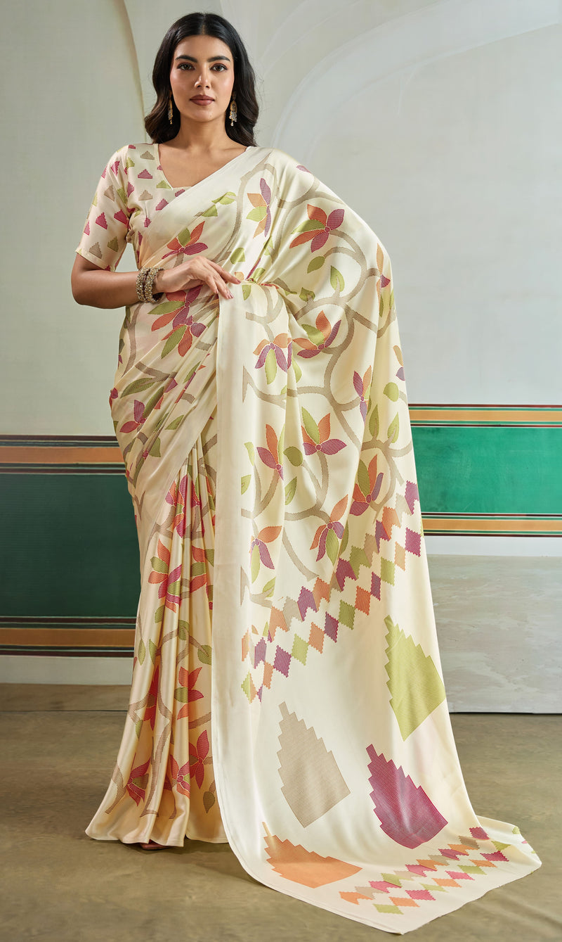 Ajrakh Print Modal Satin Saree
