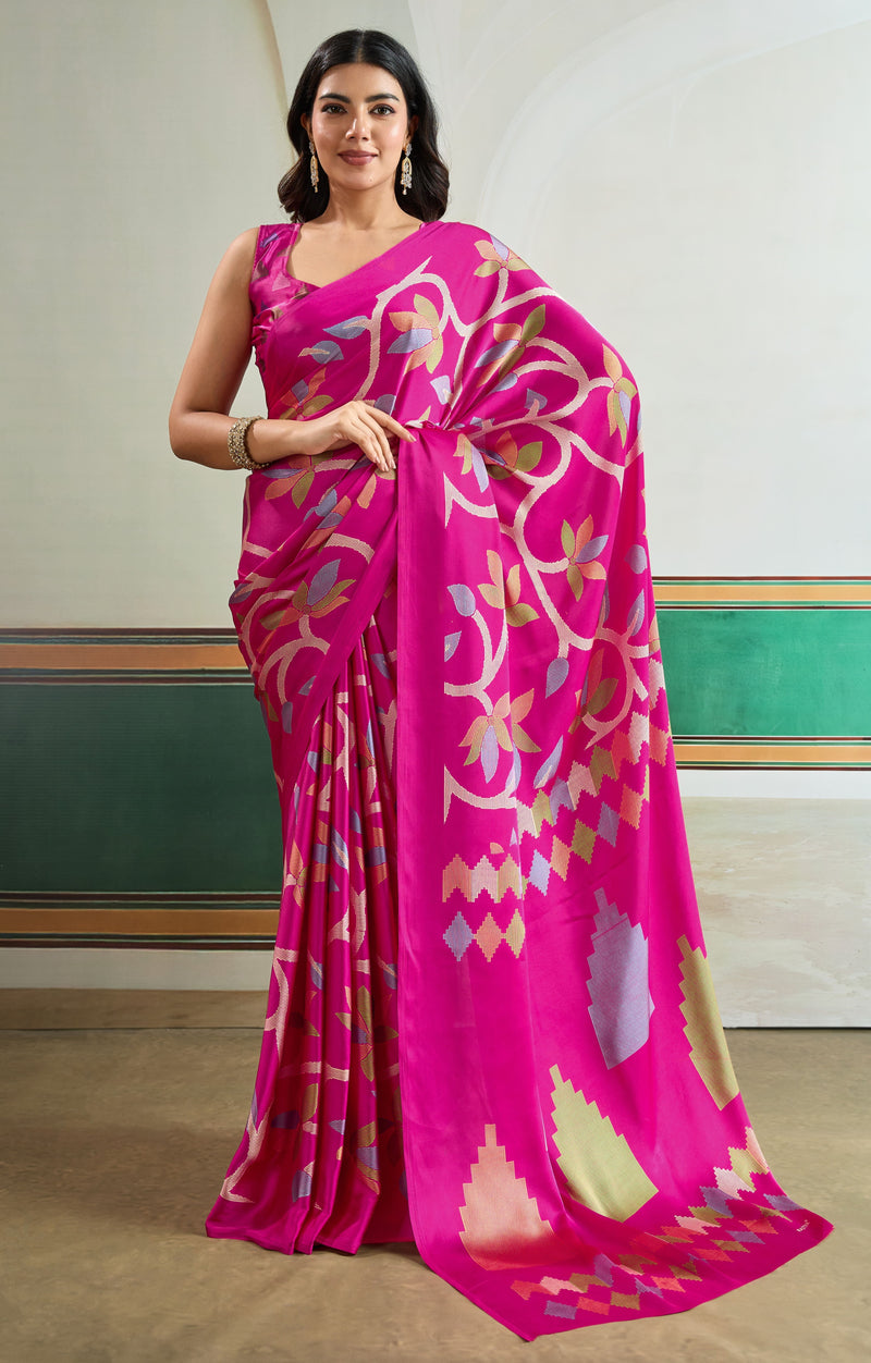 Ajrakh Print Modal Satin Saree