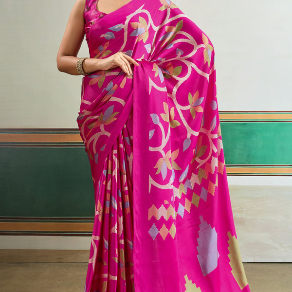 Ajrakh Print Modal Satin Saree