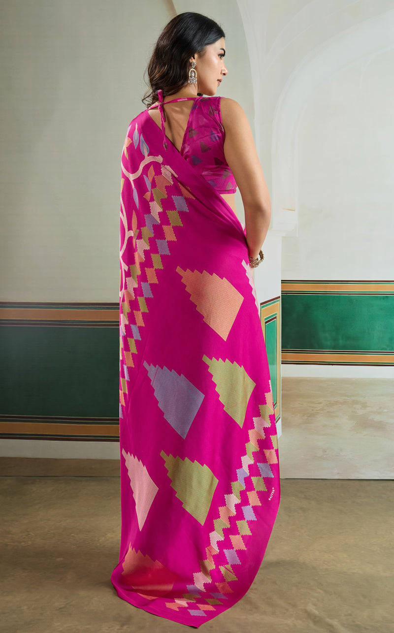 Ajrakh Print Modal Satin Saree