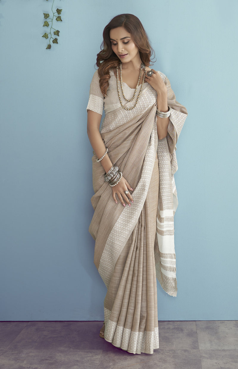 The Ethereal Chikankari Linen Silk Saree