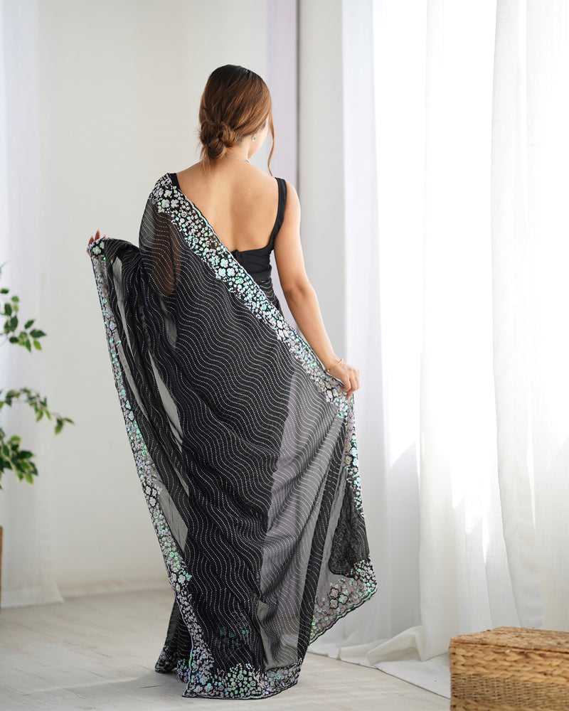 Embellished Georgette with Sequins & Embroidery Work Saree