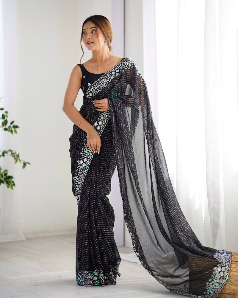 Embellished Georgette with Sequins & Embroidery Work Saree