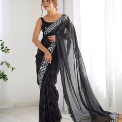 Embellished Georgette with Sequins & Embroidery Work Saree