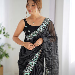 Embellished Georgette with Sequins & Embroidery Work Saree