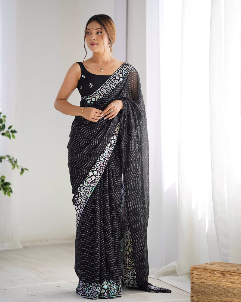 Embellished Georgette with Sequins & Embroidery Work Saree